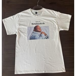 Notorious B.I.G. Shirt Adults Large White Graphic Hip Hop Rap Tee Funny Parody